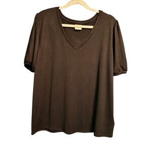 Mod Ref XXL Short Sleeve Pullover V-Neck Lightweight Sweater Black Layering